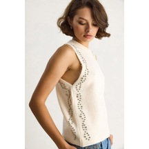 Shade Kadın Taş İşlemeli Triko Bluz Ta251003 60284094 - Ekru Shade Kadın Taş İşlemeli Triko Bluz Ta251003 60284094 - Ekru