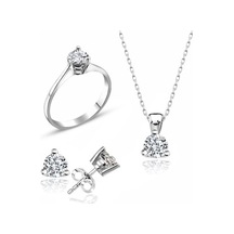 Sertifikalı Swarovski Tek Taş 925 Gümüş Set Takım (483759456)
