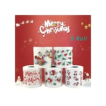 Awesomestore 5 Rulo Noel Temalı Yumuşak Kağıt Havlu, Noel Baba Ve Ren Geyiği Desenli, Parti Malzemeleri