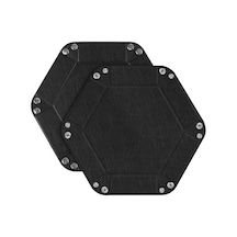 Sones Altıgen Masaüstü Pu Saklama Kutusu Çeşitli Eşyalar Tepsisi, Boyut: 7 İnç Siyah