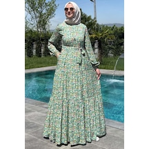 Rabia Şamlı Hale Elbise Yeşil Normal