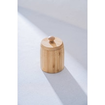 Acar Bambu Kapaklı Kavanoz - 12 Cm Kahverengi