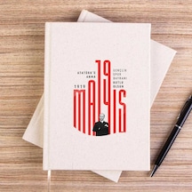 19 Mayıs Tipografik Dikey Kremçizgisiz Kanvas Defter Krem