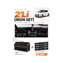 Toyota Verso 2009-2018 Uyumlu Torpido Örtüsü + Deri Bagaj Çantası + Sticker - Siyah Kahverengi
