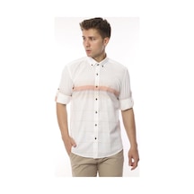 Slim Fit Uzun Kol Panolu Keten Hediye Kutulu Kolay Ütülenebilir Erkek Gömlek Fs-002994 - Bej-2062