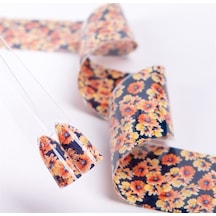 Folyo Tırnak Tasarım 1 Metre Çiçek Turuncu - Turuncu Çiçek Desenli Nail Art Folyosu