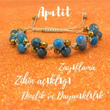Yıldız Doğal Taş 6mm Ipli Apatit Ayarlanabilir Ölçü Doğal Taş Bileklik Mavi