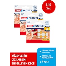 Zemin Koruyucu Daire Keçe 18mm 16adt Beyaz X 3 Paket Toplam 48 Keçe Beyaz