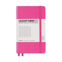 Leuchtturm1917 Not Defteri Cep Boy A6 , Sert Kapak, 187 Numaralandırılmış Sayfa, Kareli, Yeni Pembe