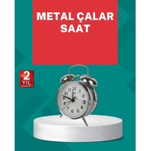Dekoratif Gümüş Işıklı Alarmlı Masa Saati Sessiz Mekanizma Çr