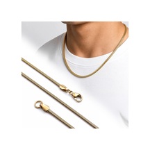 Moncuk Design İtalyan Zincir Erkek Çelik Kolye 3x2 Mm 55 Cm Gold 3351eck015 Sarı