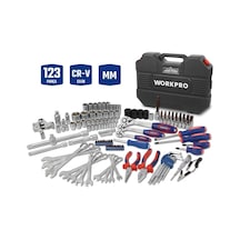 Workpro Wp202533 1/4' 3/8 1/2' 123 Parça Cr-v Metrik Ağır Hizmet Lokma Ve Kombine Anahtar Takımı