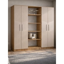 Karbon No.6 Dört Kapaklı 6raflı Gardırop Çam-vizon Atlantik Çam