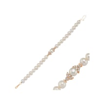 6,5 Mm Doğal İnci Bileklik 18 Cm / Rose Rose Pembe Altın