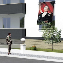 Ay Yıldızlı Mustafa Kemal Atatürk Poster Cephebayrak- 1,5x2,25 Metre 1