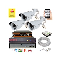 3 Lü Yapay Zeka Destekli 5 Mp 1940p Görüntü Poe Bağlantılı 48 Ir Led Gece Görüş Ip Kamera Seti 748poe