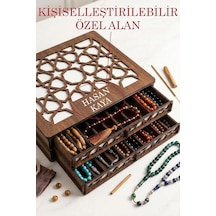 Kişiye Özel İsim Yazılabilir 2 Katlı Ahşap Tesbih Kutusu 20'lik Tesbih Organizer Kutusu İnce Tesbihler İçin Çok Renkli