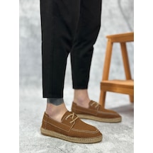 Ba0358 Boa Doğal Deri Tozu Bağcıklı Kauçuk El Yapımı Espadril Taban Taba Renk Erkek Ayakkabı Taba