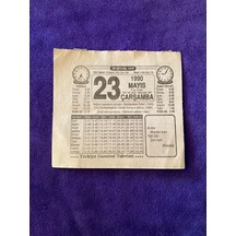 23 Mayıs 1990 Takvim Yaprağı - Nostalji Koleksiyonluk Takvim Yaprağı