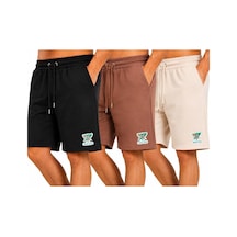 Hzr Wear Erkek 3 Lü Şort Seti Siyah Kahverengi Ekruregular Fit Pamuk Arka Cepli Şort Çok Renkli
