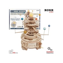 Rokr St001 Mechanical Orrery Dıy Mechanical 3d Puzzle Maket Model Seti 3d Model Kit Ahşap Maket Dekoratif Hobi Seti Hareketli