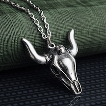 Bull Skull Erkek Kolye Boğa Kuru Kafatası Takı Aksesuar K24 T5