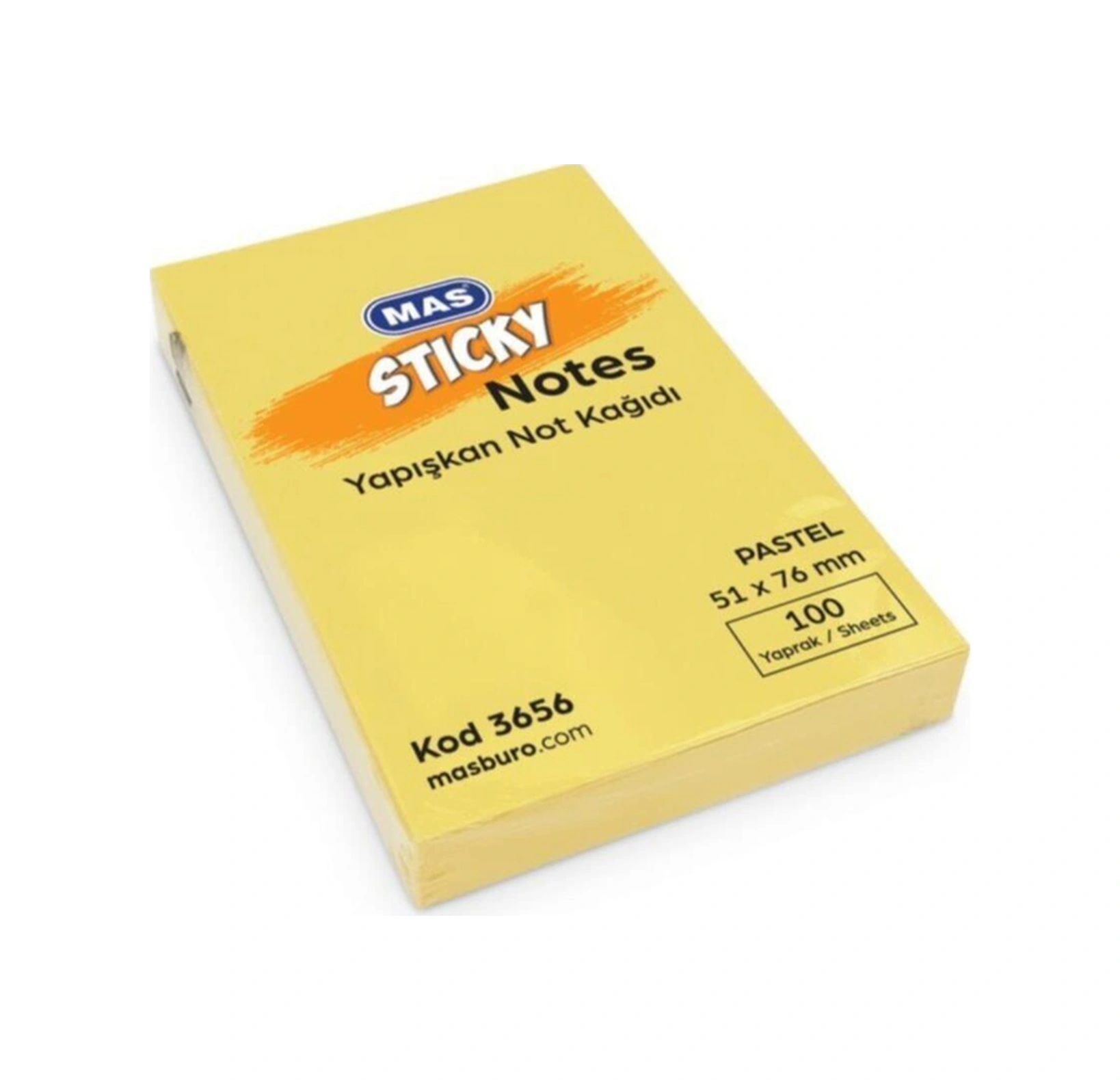 Yapışkanlı Not Kağıdı 100 Sayfa 51x76mm Pastel Sarı 3656 12 Koçan Karışık