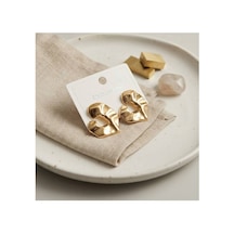 316l Çelik Gold Renk Organik Dokulu Asimetrik Tasarım Damla Model Küpe Tj-bkp12040 Evimdeyokyok