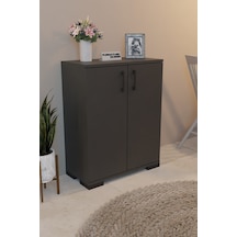 2 Kapaklı Çok Amaçlı Raflı Erzak Dolabı Mutfak Dolabı - Antrasit