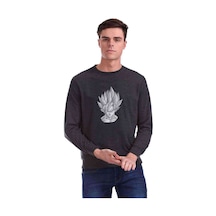 Dragon Ball Baskılı Füme Erkek Örme Sweatshirt (534645658)
