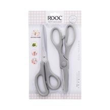 Rooc Premium Serisi Ergonomik Saplı Çelik Gıdaya Temasa Uygun 2'li Mutfak Makası, Gri
