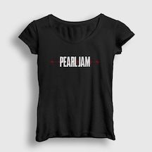 Presmono Kadın Ekg Pearl Jam T-shirt Siyah