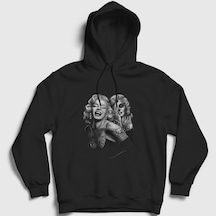 Presmono Unisex Tattoo Marilyn Monroe Kapüşonlu Sweatshirt Siyah