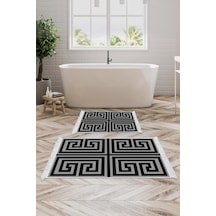 Eko Trend Djt 2 Li Yıkanabilir Kaymaz Taban Banyo Paspas Klozet Takımı 768 Modern Gri 60 X 100 - 50 X 60