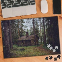Ormandaki Ahşap Ev Yeşillikler 240 Parça Puzzle Yapboz-63728
