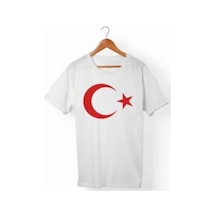 Masho Kids Beyaz Unisex Baskılı Ay Yıldız Tshirt - 29 Ekim Cumhuriyet Bayram Beyaz