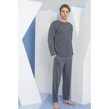 Erkek Uzun Kol Yuvarlak Yaka Antrasit Pijama Takımı C9t2n5o1 001