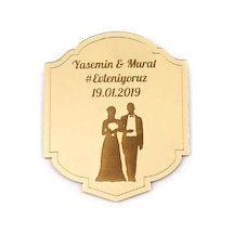 10 Adet Hediyelik Aynalı Pleksi Mıknatıslı Dolap Süsü Söz Nişan Hediyesi Altın