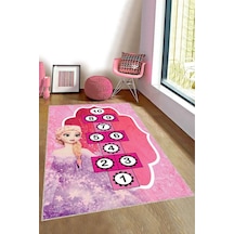 Pembe Kaymaz Taban Seksekli Elsa Kız Çocuk Halısı Ar1478n11