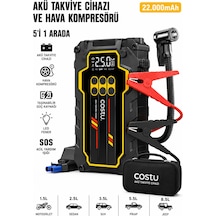 Castu Cs80 Plus Max Akü Takviye Cihazı 22.000 Mah 4'ü 1 Arada Powerbank, Hava Kompresörü, Lcd Ekran,150psı