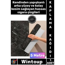 Kaplama Su Geçirmez Mutfak Tezgah Folyo Siyah Şık Mermer Desenli Yapışkanlı Kaplama Kağıdı 5 Metre