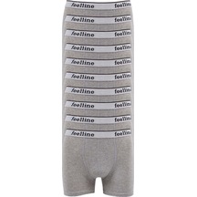 10 Adet Feelline Gri Pamuklu Doğal Likralı Erkek Boxer Çok Renkli