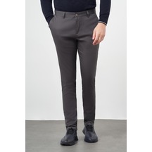 İmza Koyu Antrasit Düz Armürlü Pamuklu Yan Cep Slim Fit Casual Pantolon 1003245163 Koyu Antrasit