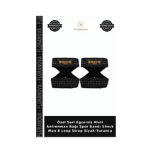 Özel Seri Egzersiz Aleti Antrenman Bağı Spor Bandı Shock Man 8 Loop Strap Siyah-turuncu