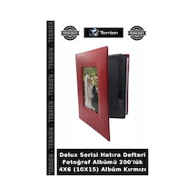 Delux Serisi Hatıra Defteri Fotoğraf Albümü 200'lük 4x6 10x15 Albüm Kırmızı