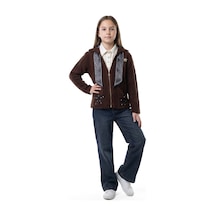 Xo Kids Kız Çocuk Fularlı 3lü Alt-üst Takım 11-14 Yaş 25562 Koyu Kahverengi
