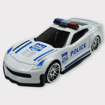 Metal Mini Polis Arabası 8 Cm - Polis - 1 Lisinya Beyaz