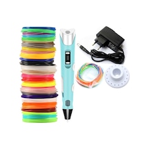 Mavi Renk 3D Pen Kalem Yazıcı ve 30 M Pla Filament 10 Renk x 3 M