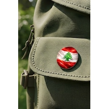 Lübnan Lebanon Abstract Ülke Bayraklı Buton Rozet - 44 MM 5 Adet Çok Renkli