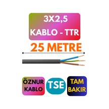 Öznur 3x2,5 Ttr Kablo Metre Seçenekli Siyah - 25 Metre